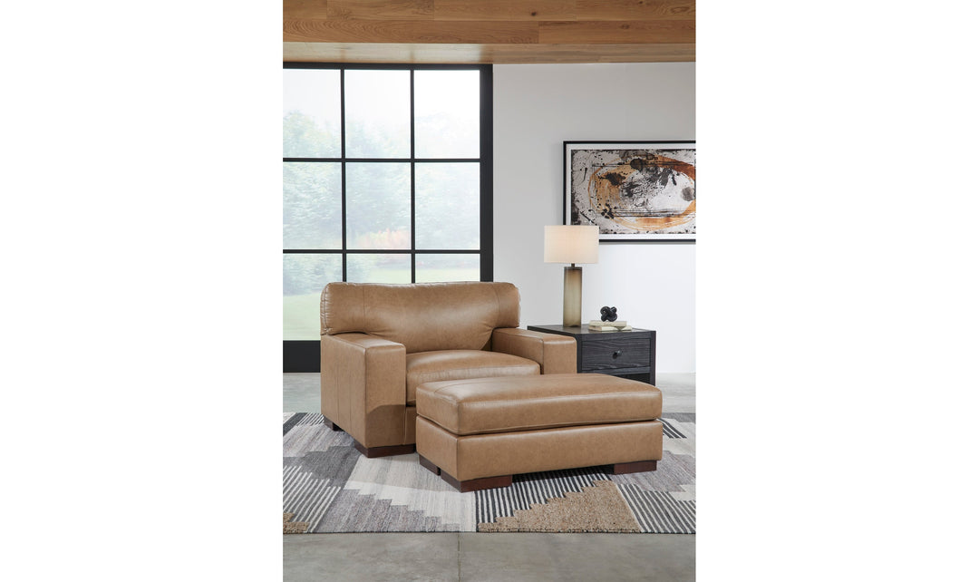 Lombardia stationary brown leather living room set