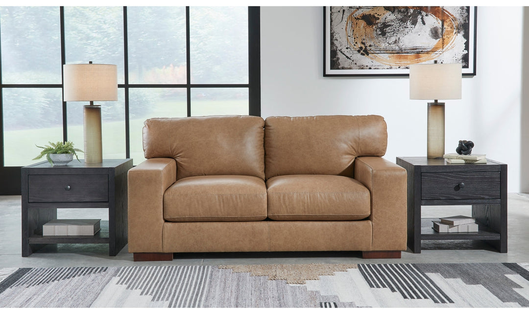 Lombardia stationary brown leather living room set