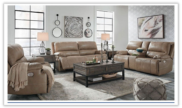 Modern Heritage Ricmen Walnut Leather Recliner Living Room Set