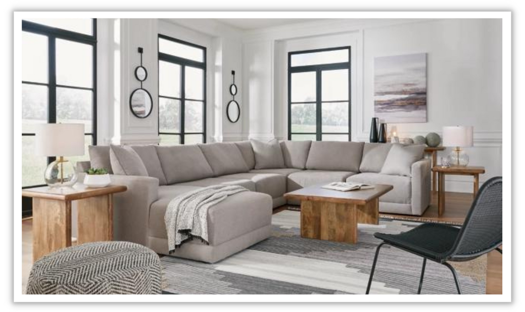 Modern Heritage Katany 6-Pieces Modular Sectional Sofa Chaise in Shadow Gray