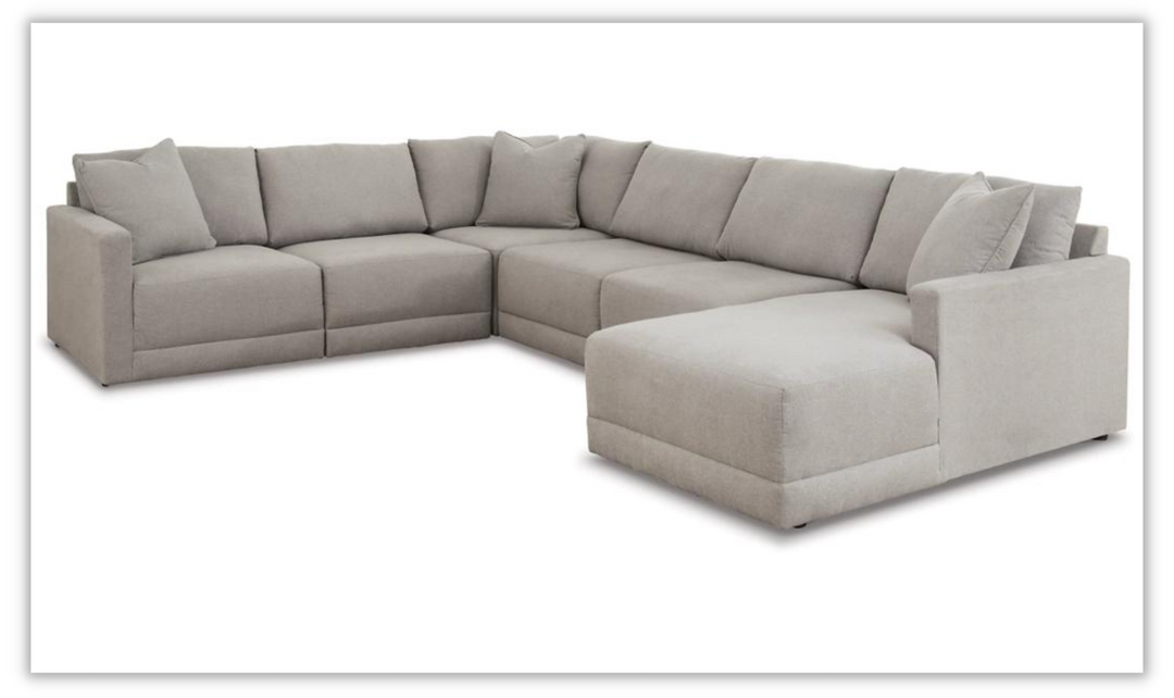 Modern Heritage Katany 6-Pieces Modular Sectional Sofa Chaise in Shadow Gray