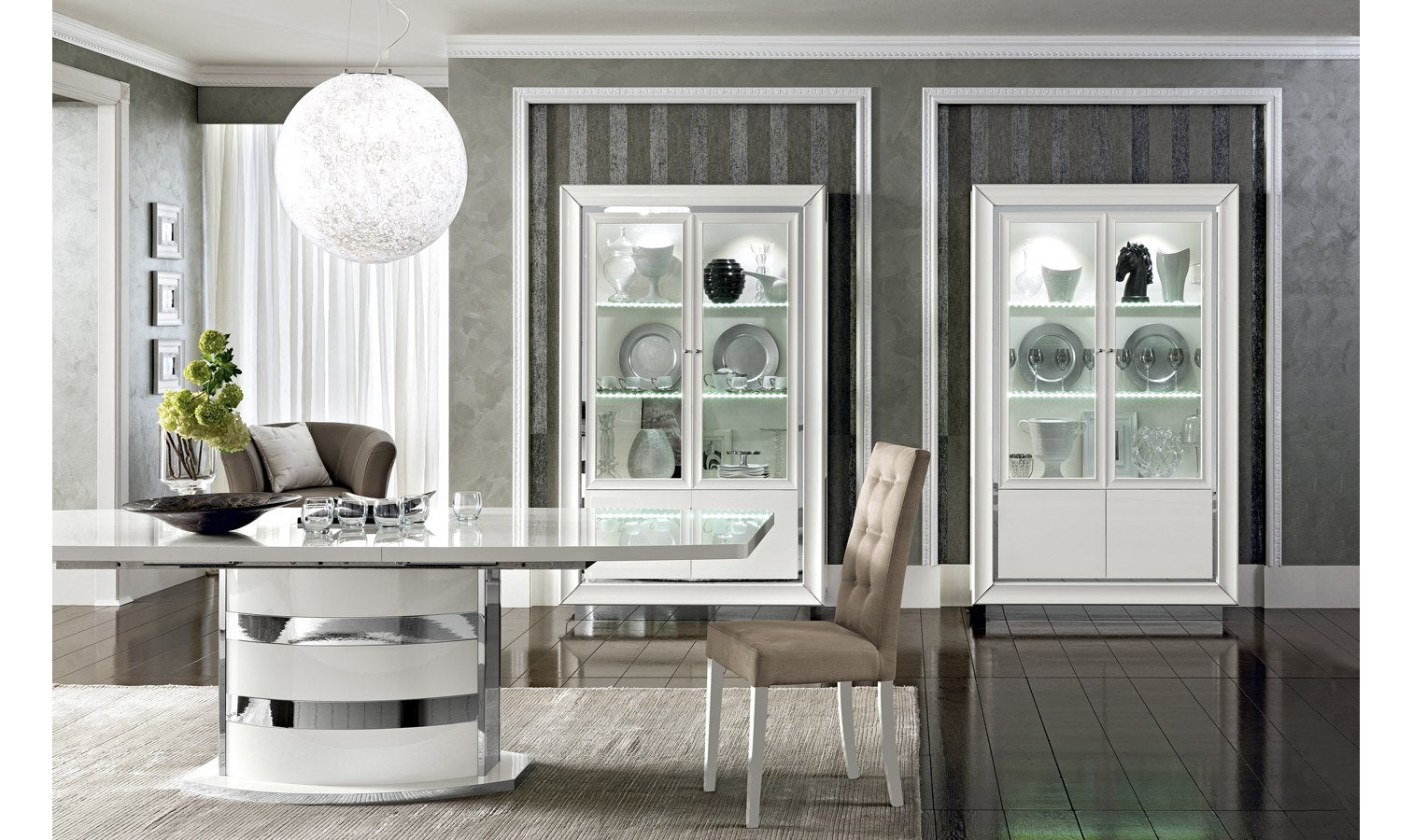 White dining room discount set with china cabinet