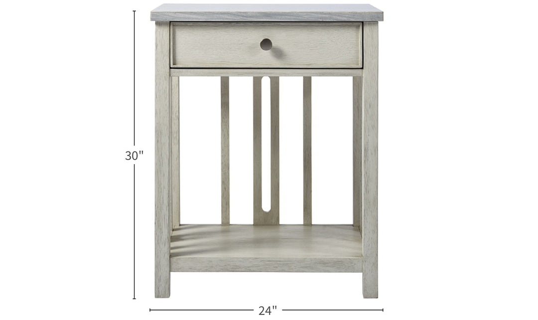 ESCAPE COASTAL LIVING HOME BEDSIDE TABLE WITH STONE TOP-End Tables-Jennifer Furniture