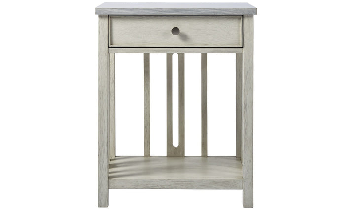 ESCAPE COASTAL LIVING HOME BEDSIDE TABLE WITH STONE TOP-End Tables-Jennifer Furniture