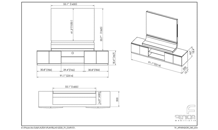 Granada TV Base with Panel-Wall Units-Jennifer Furniture