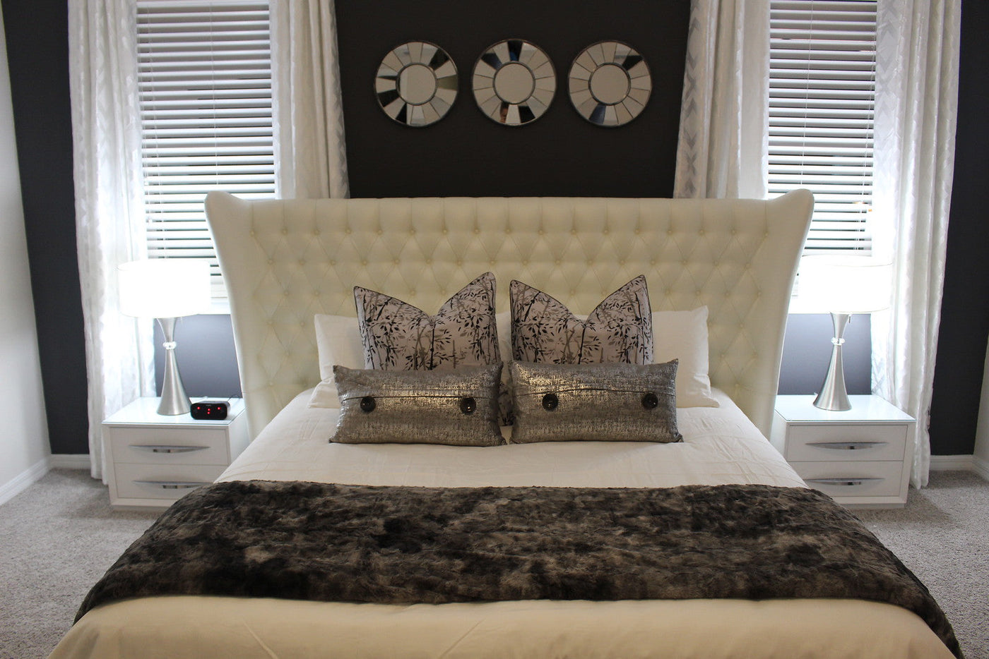 Miami Grey Velvet Bed